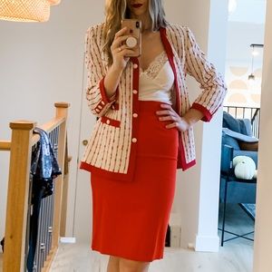Vintage Bright Red Pencil Skirt